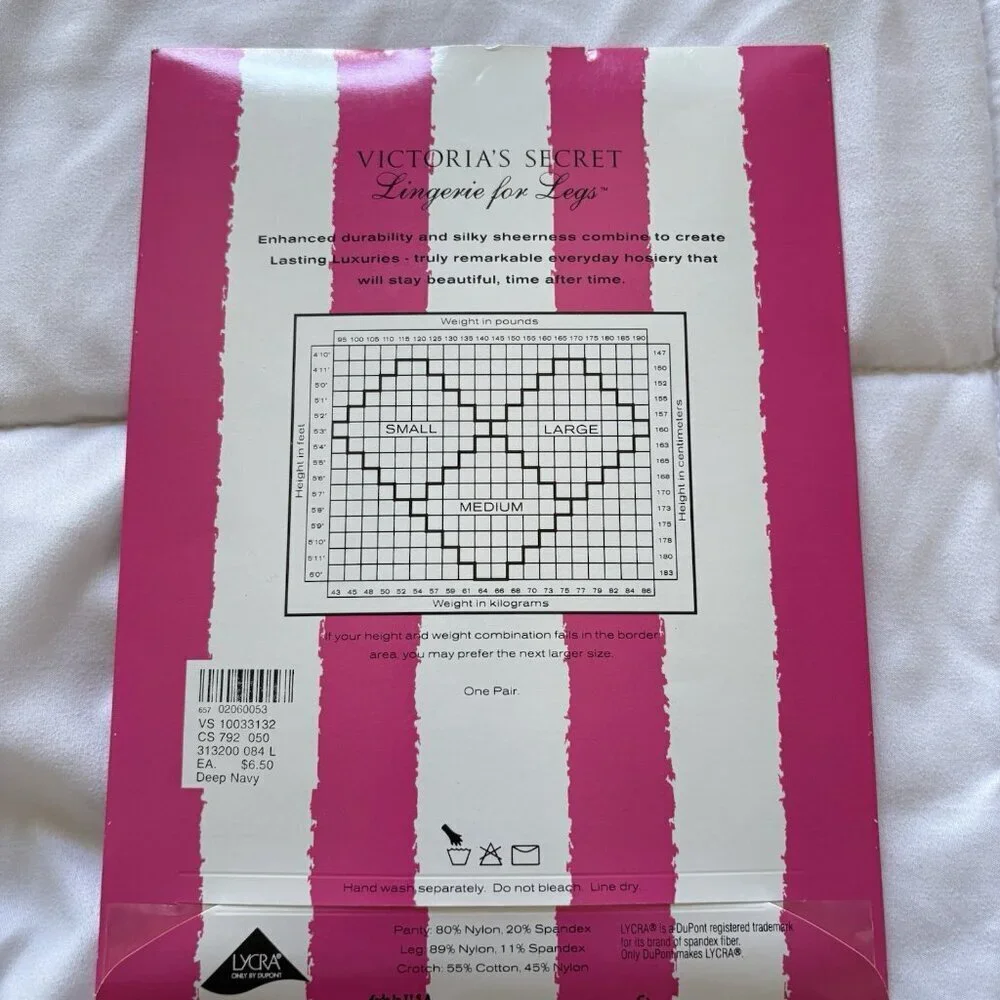 NEW Vintage Victoria's Secret Pantyhose Deep Navy Large Lingerie‎ For Legs